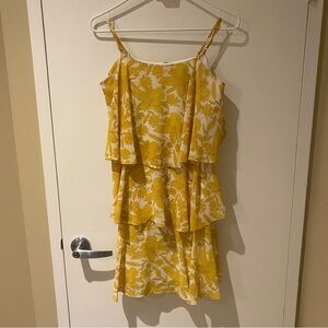 Sam Edelman Yellow and White Ruffled Tiered Sundress